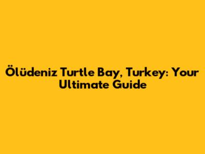 Ölüdeniz Turtle Bay, Turkey: Your Ultimate Guide