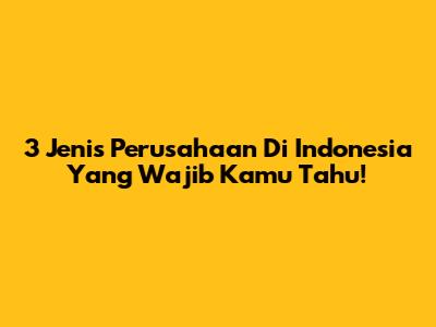 3 Jenis Perusahaan Di Indonesia Yang Wajib Kamu Tahu!