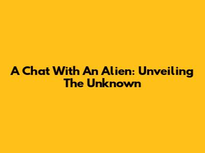 A Chat With An Alien: Unveiling The Unknown