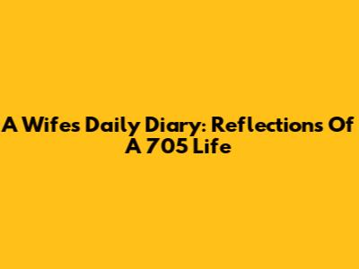 A Wife's Daily Diary: Reflections Of A 705 Life