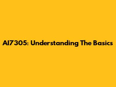 AI7305: Understanding The Basics