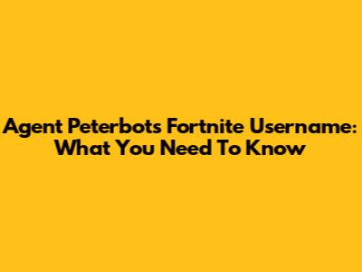 Agent Peterbot's Fortnite Username: What You Need To Know