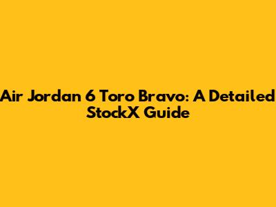 Air Jordan 6 Toro Bravo: A Detailed StockX Guide