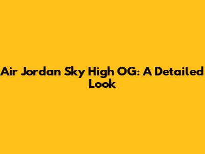 Air Jordan Sky High OG: A Detailed Look