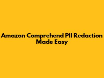 Amazon Comprehend PII Redaction Made Easy