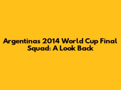 Argentina's 2014 World Cup Final Squad: A Look Back