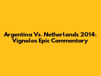 Argentina Vs. Netherlands 2014: Vignolo's Epic Commentary
