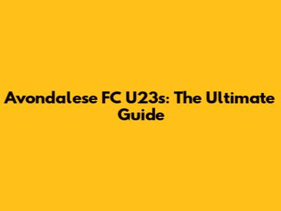 Avondalese FC U23s: The Ultimate Guide