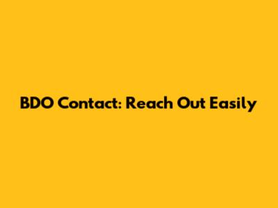 BDO Contact: Reach Out Easily