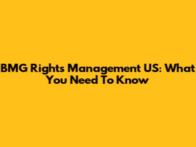 BMG Rights Management US: What You Need To Know