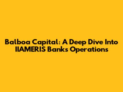Balboa Capital: A Deep Dive Into IIAMERIS Bank's Operations