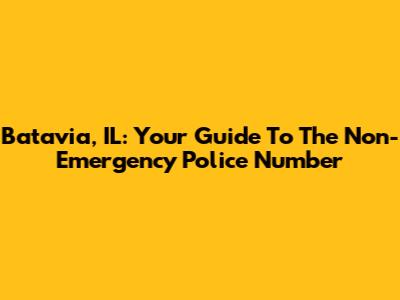 Batavia, IL: Your Guide To The Non-Emergency Police Number