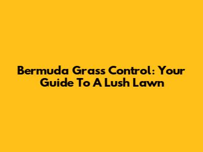 Bermuda Grass Control: Your Guide To A Lush Lawn
