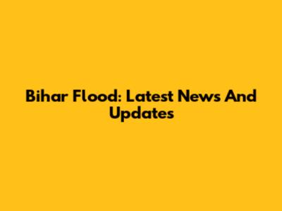 Bihar Flood: Latest News And Updates