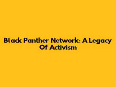 Black Panther Network: A Legacy Of Activism
