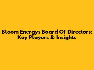 Bloom Energy's Board Of Directors: Key Players & Insights
