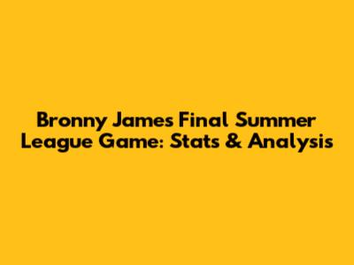 Bronny James' Final Summer League Game: Stats & Analysis