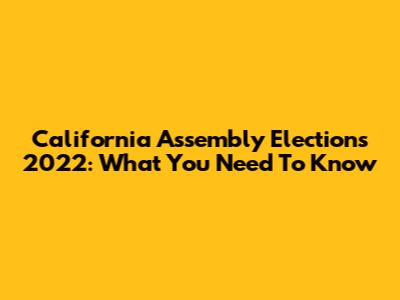 California Assembly Elections 2022: What You Need To Know