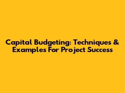 Capital Budgeting: Techniques & Examples For Project Success