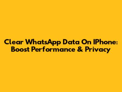 Clear WhatsApp Data On IPhone: Boost Performance & Privacy