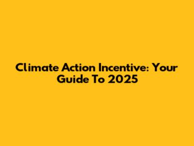 Climate Action Incentive: Your Guide To 2025