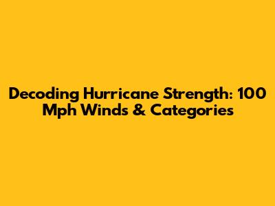 Decoding Hurricane Strength: 100 Mph Winds & Categories