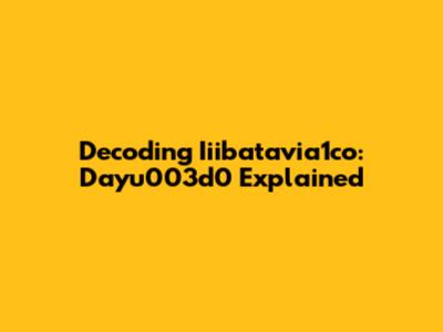 Decoding Iiibatavia1co: Dayu003d0 Explained