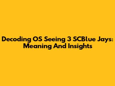 Decoding OS Seeing 3 SCBlue Jays: Meaning And Insights