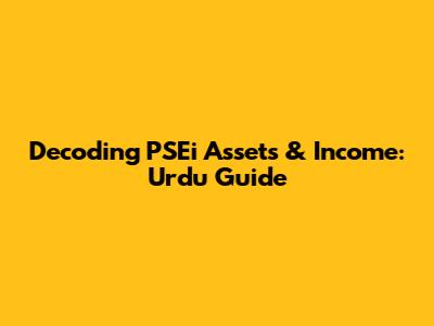 Decoding PSEi Assets & Income: Urdu Guide