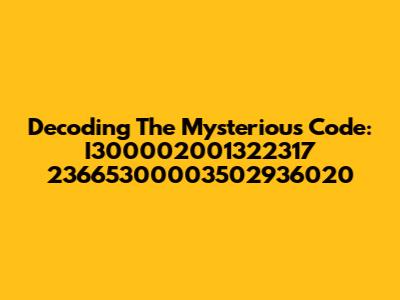 Decoding The Mysterious Code: I300002001322317 23665300003502936020