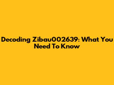Decoding Zibau002639: What You Need To Know