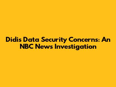 Didi's Data Security Concerns: An NBC News Investigation