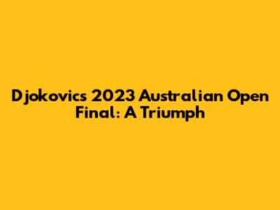 Djokovic's 2023 Australian Open Final: A Triumph