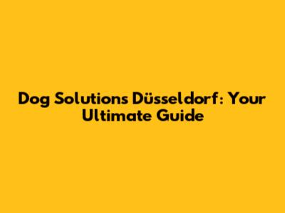 Dog Solutions Düsseldorf: Your Ultimate Guide