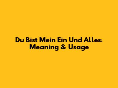 Du Bist Mein Ein Und Alles: Meaning & Usage
