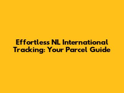 Effortless NL International Tracking: Your Parcel Guide