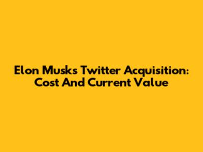 Elon Musk's Twitter Acquisition: Cost And Current Value
