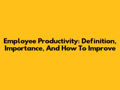 Employee Productivity: Definition, Importance, And How To Improve