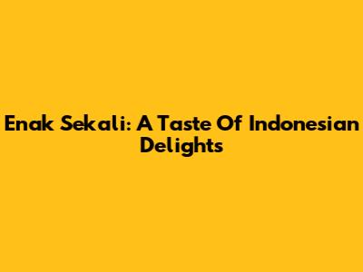 Enak Sekali: A Taste Of Indonesian Delights