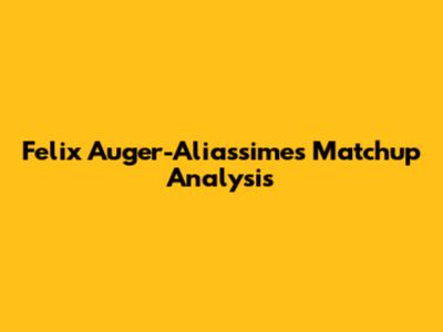 Felix Auger-Aliassime's Matchup Analysis
