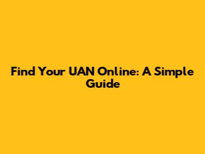 Find Your UAN Online: A Simple Guide