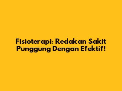 Fisioterapi: Redakan Sakit Punggung Dengan Efektif!