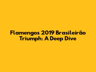Flamengo's 2019 Brasileirão Triumph: A Deep Dive