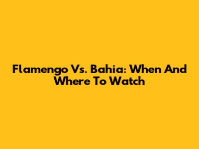 Flamengo Vs. Bahia: When And Where To Watch