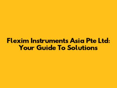 Flexim Instruments Asia Pte Ltd: Your Guide To Solutions
