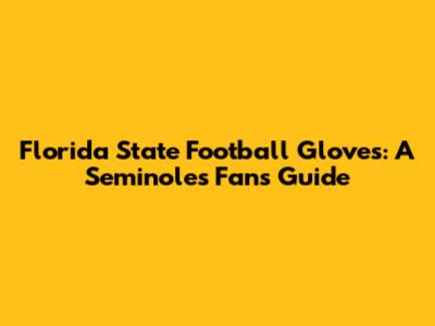 Florida State Football Gloves: A Seminoles Fan's Guide