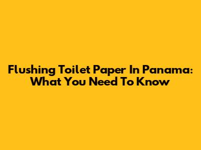 Flushing Toilet Paper In Panama: What You Need To Know