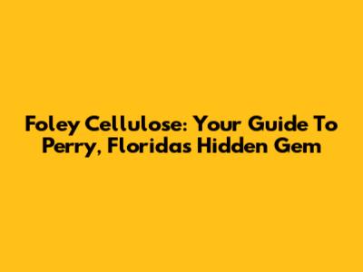 Foley Cellulose: Your Guide To Perry, Florida's Hidden Gem