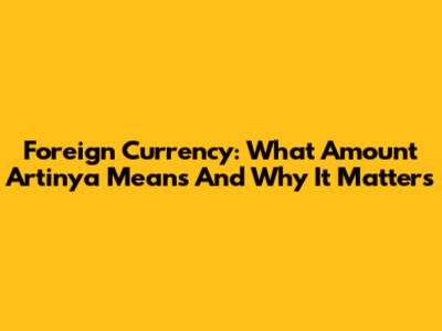 Foreign Currency: What 'Amount Artinya' Means And Why It Matters