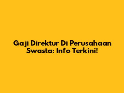 Gaji Direktur Di Perusahaan Swasta: Info Terkini!